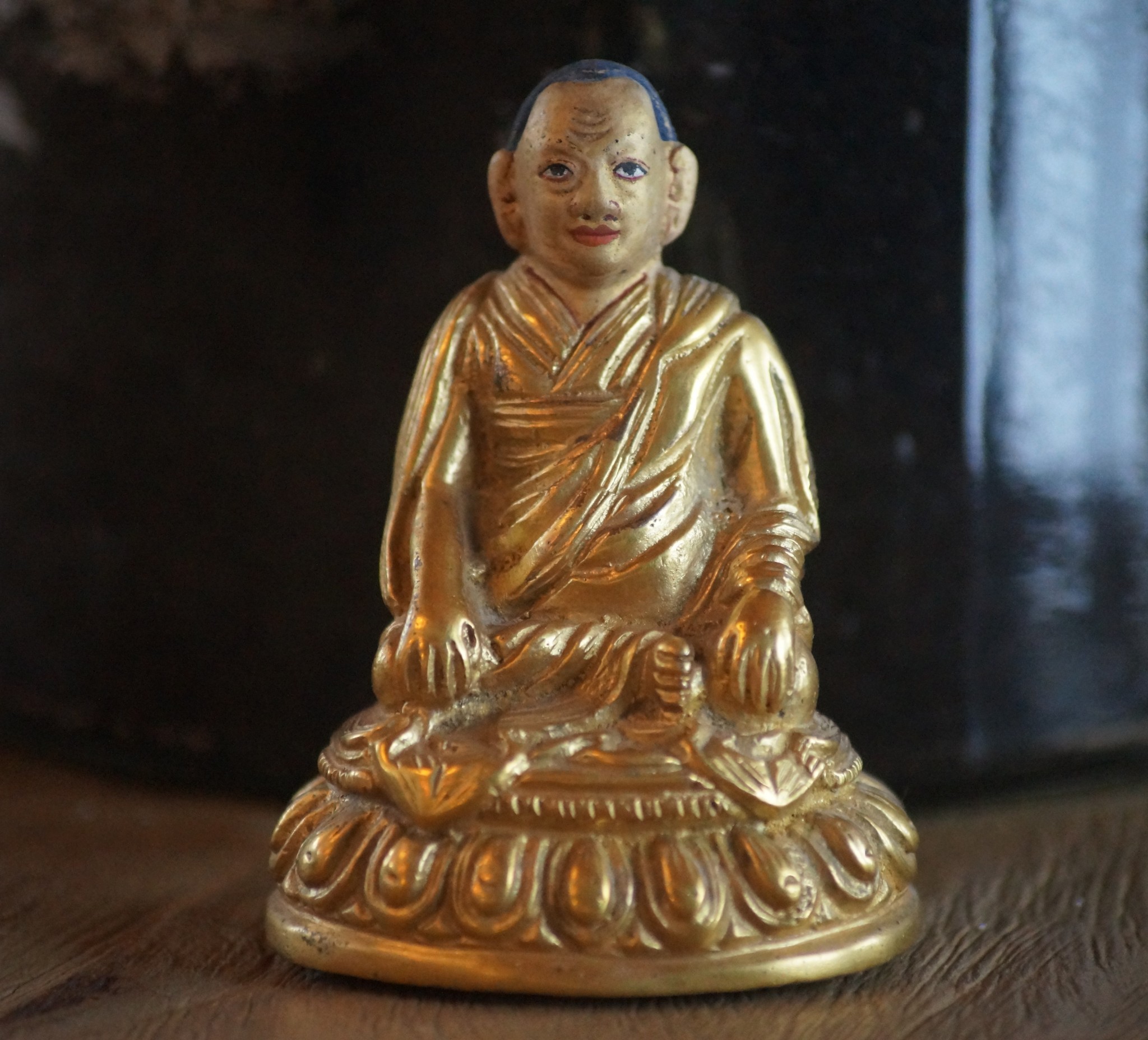 Longchenpa's likeness, reproduced by Nyoshul Khen Rinpoche and covered in gold.